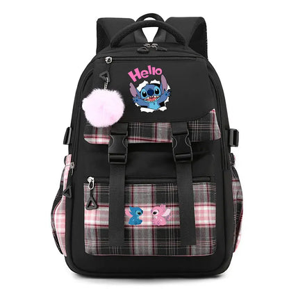 Stitch School Bags High School Student Backpack Female Large Capacity Junior High School Laptop Mochila Escolar