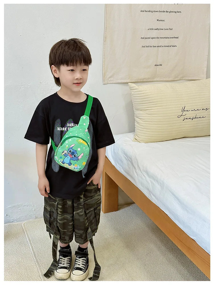 Kids Stitch Shoulder Bags Cartoon Chest Bag for Boys Girls Travel Satchel Casual Portable Totes Kawaii Backpacks Birthday Gifts
