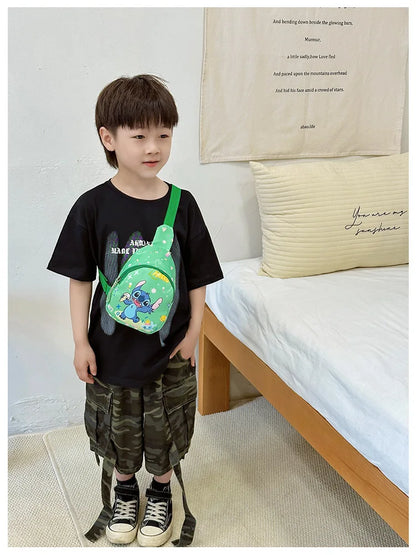 Kids Stitch Shoulder Bags Cartoon Chest Bag for Boys Girls Travel Satchel Casual Portable Totes Kawaii Backpacks Birthday Gifts