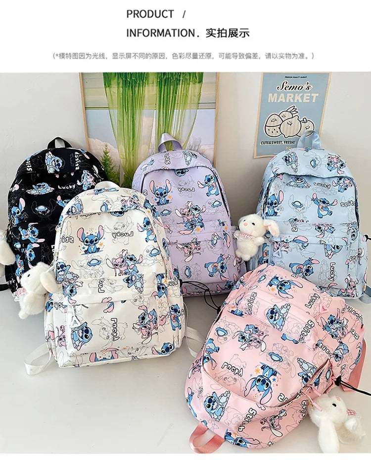 Cartoon Stitch Student Schoolbag Nylon Printed Versatile Large Capacity Lightweight Student Casual Bag Backpack Back to school