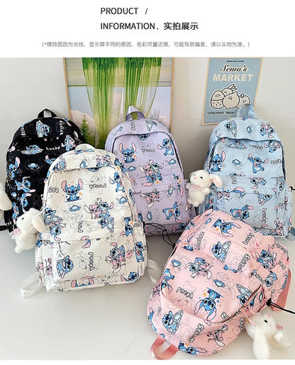 Cartoon Stitch Student Schoolbag Nylon Printed Versatile Large Capacity Lightweight Student Casual Bag Backpack Back to school