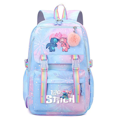 Stitch Large Capacity Backpack Casual Nylon Cute Daypack Cartoon Anime Schoolbag Girl Travel Commute Knapsack Mochila