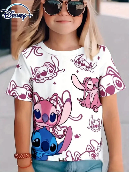 Stitch Cartoon Style T-shirt for Kids Boys Girls Breathable Quick Dry Soft Fabric Summer Sports Casual Jersey Top