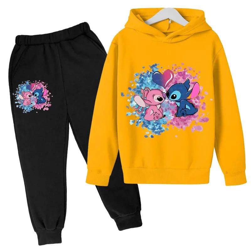 Stitch Man Spring and Autumn Boys and Girls Fashion Casual Sports Hoodies and Pants Set