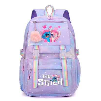 Stitch Large Capacity Backpack Casual Nylon Cute Daypack Cartoon Anime Schoolbag Girl Travel Commute Knapsack Mochila