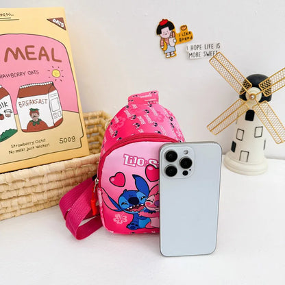 Stitch Cute Cartoon Shoulder Bag Kawaii Chest Bag Portable Travel Satchel Outdoor Tote Purse Children's Backpacks Christmas Gift