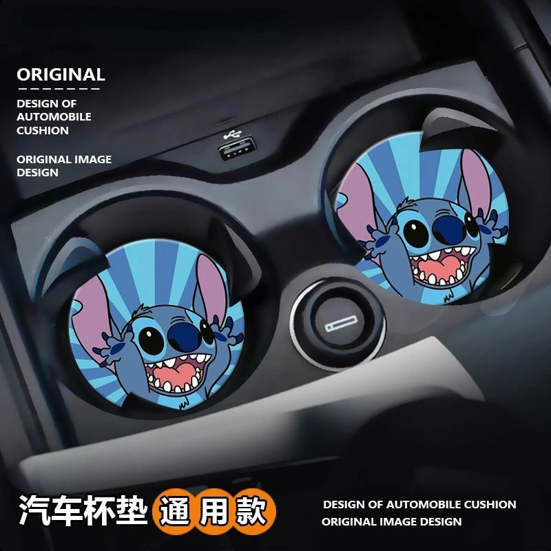 Stitch cute cartoon animation peripheral car storage non-slip mat car interior decoration creative personality water coaster