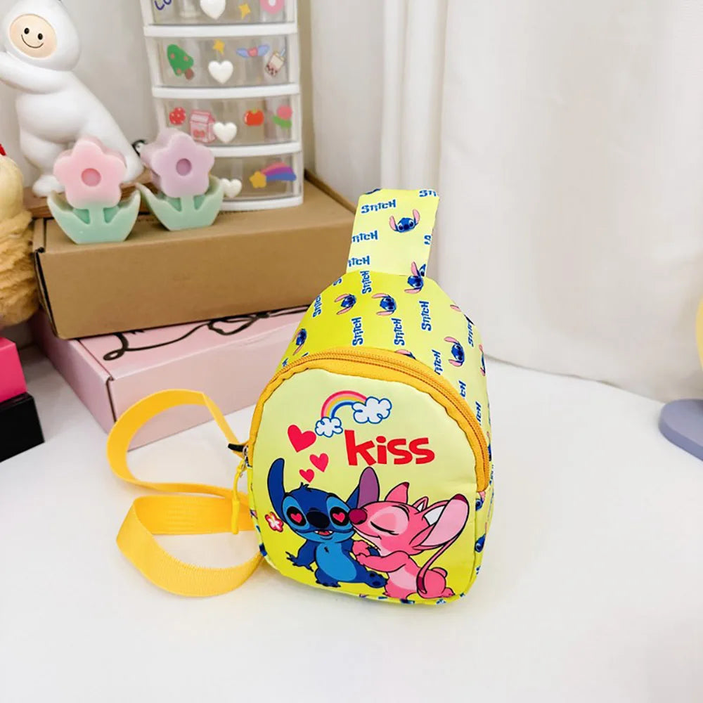 Stitch Cute Cartoon Shoulder Bag Kawaii Chest Bag Portable Travel Satchel Outdoor Tote Purse Children's Backpacks Christmas Gift