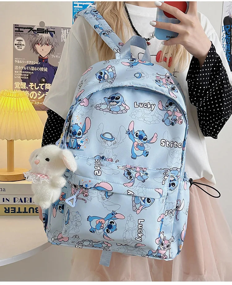 Cartoon Stitch Student Schoolbag Nylon Printed Versatile Large Capacity Lightweight Student Casual Bag Backpack Back to school