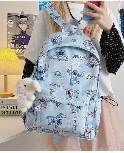 Cartoon Stitch Student Schoolbag Nylon Printed Versatile Large Capacity Lightweight Student Casual Bag Backpack Back to school