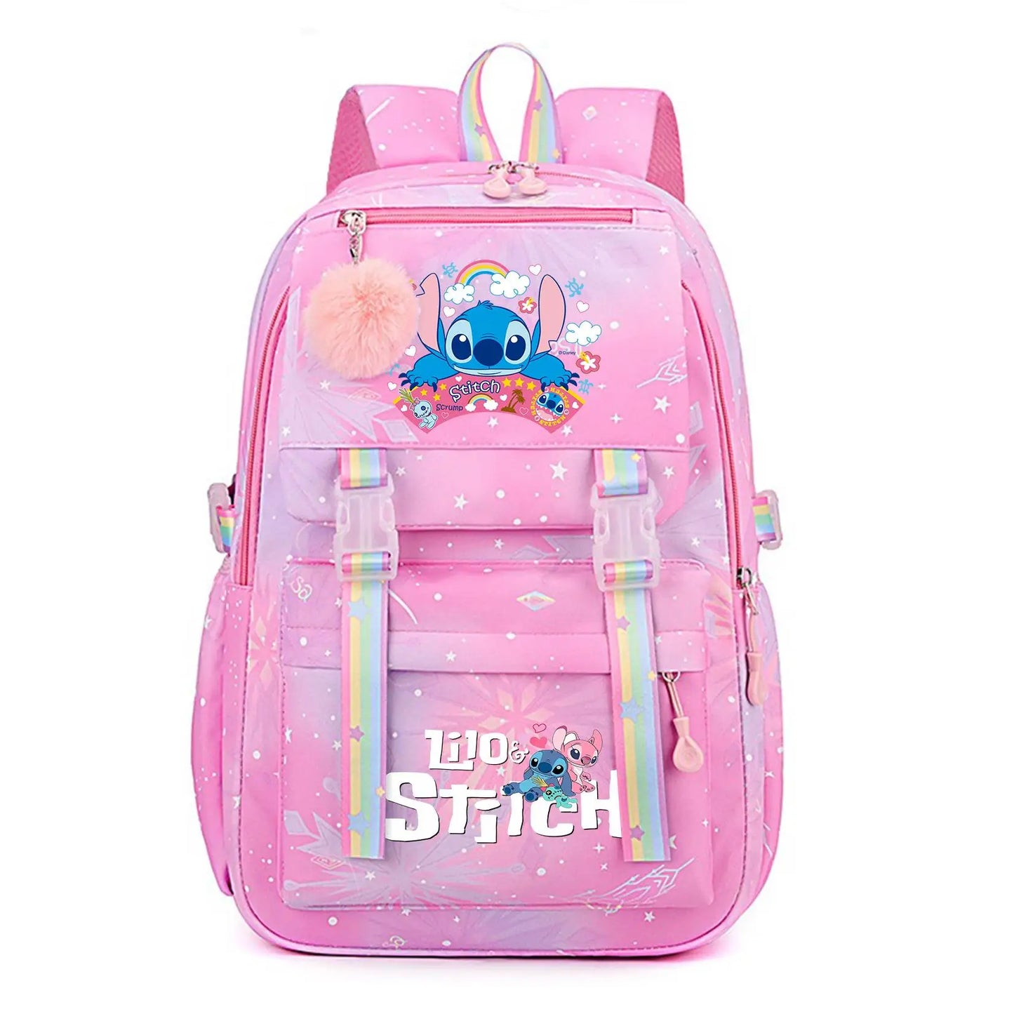 Stitch Large Capacity Backpack Casual Nylon Cute Daypack Cartoon Anime Schoolbag Girl Travel Commute Knapsack Mochila