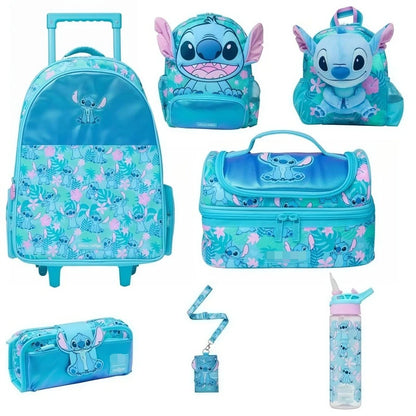 Stitch Backpack Student Cartoon Bag Roller Bag Stair-climbing Wheel Knapsack Lunch Box Bag Stationery Storage Pen Case Gifts