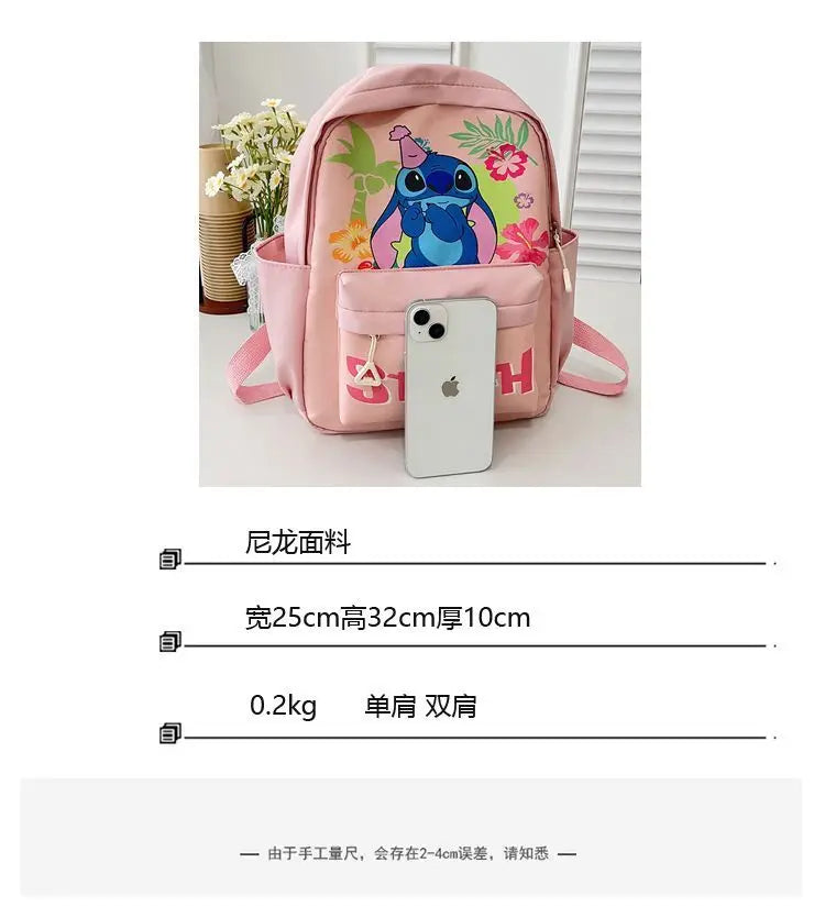 New Lilo&Stitch Backpack Cartoon Character Stitch Printed Accessories Children's Backpack Student Cartoon Pink Backpack Gift