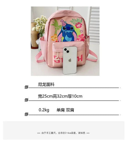 New Lilo&Stitch Backpack Cartoon Character Stitch Printed Accessories Children's Backpack Student Cartoon Pink Backpack Gift