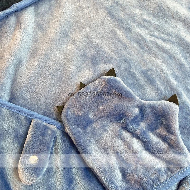 Comfortable Stitch Hooded Blanket Cartoon Anime Thickened Cloak Flannel Nap Sleeping Indoor Warm Stitch Blanket Gifts Girl