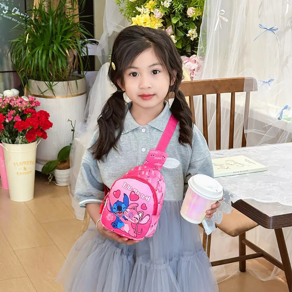 Stitch Cute Cartoon Shoulder Bag Kawaii Chest Bag Portable Travel Satchel Outdoor Tote Purse Children's Backpacks Christmas Gift