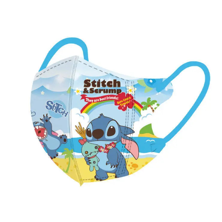 Stitch Mask Cartoon 3D Pattern Face Mask Thin Section Breathable 10 Pcs/pack Independent Package Disposable Earloop Style Masks
