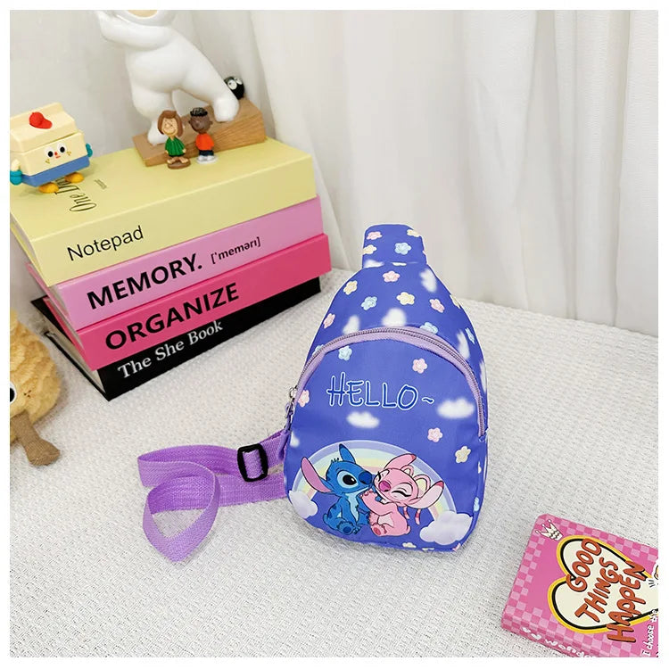 Kids Stitch Shoulder Bags Cartoon Chest Bag for Boys Girls Travel Satchel Casual Portable Totes Kawaii Backpacks Birthday Gifts