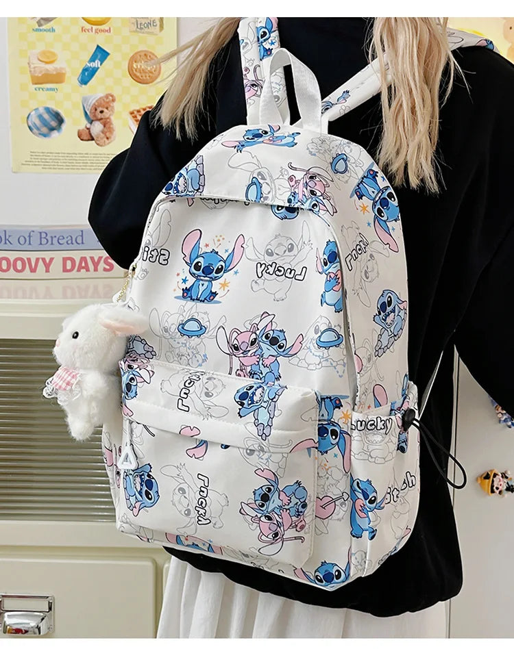 Cartoon Stitch Student Schoolbag Nylon Printed Versatile Large Capacity Lightweight Student Casual Bag Backpack Back to school