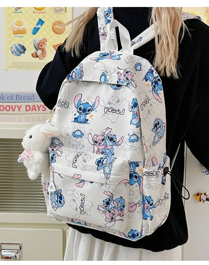 Cartoon Stitch Student Schoolbag Nylon Printed Versatile Large Capacity Lightweight Student Casual Bag Backpack Back to school
