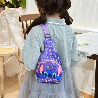 Stitch Cute Cartoon Shoulder Bag Kawaii Chest Bag Portable Travel Satchel Outdoor Tote Purse Children's Backpacks Christmas Gift