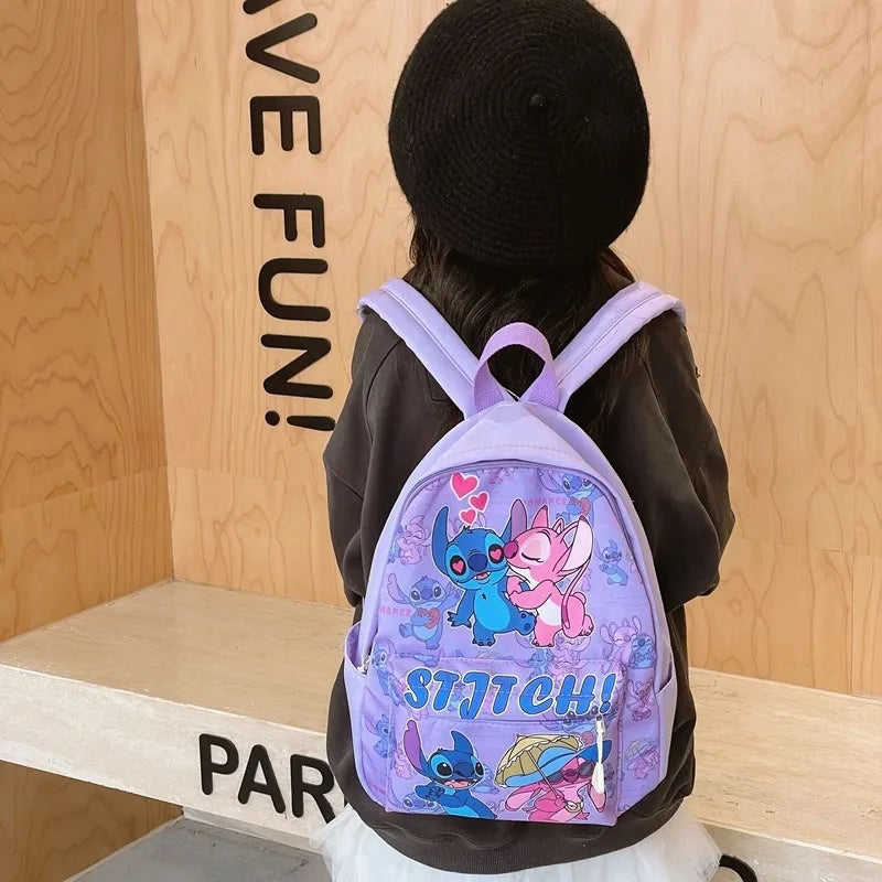 Stitch Fashion Nylon Backpack, Cartoon Stitch Print Daypack, Suitable for School And Light Travel Backpack for Kids And Girls