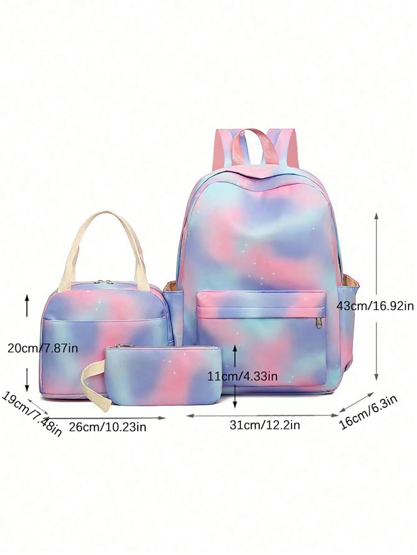 3pcs Stitch Large Capacity Backpack, Cartoon Anime Schoolbag, Kids Girl Travel Commute Knapsack With Lunch Bag And Pencil Case