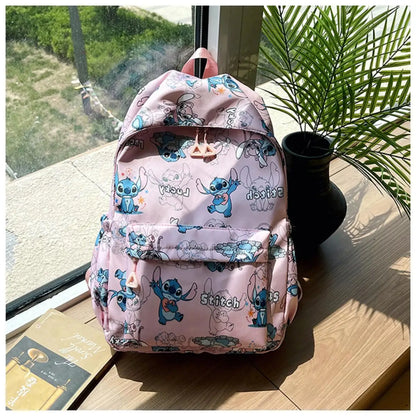 Cartoon Stitch Print Backpack Spacious Lightweight Travel Bag Waterproof School Backpack for College Students Teens Boys Girls