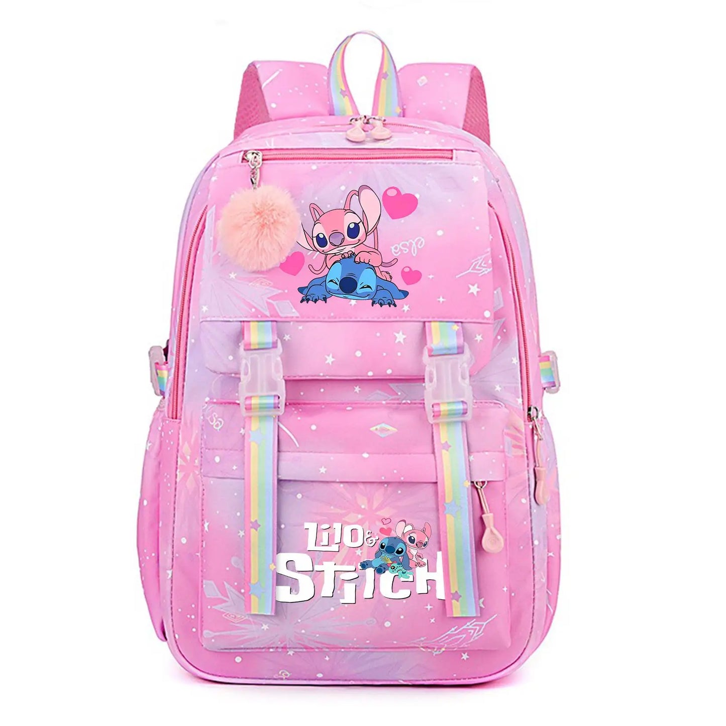 Stitch Large Capacity Backpack Casual Nylon Cute Daypack Cartoon Anime Schoolbag Girl Travel Commute Knapsack Mochila