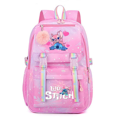 Stitch Large Capacity Backpack Casual Nylon Cute Daypack Cartoon Anime Schoolbag Girl Travel Commute Knapsack Mochila
