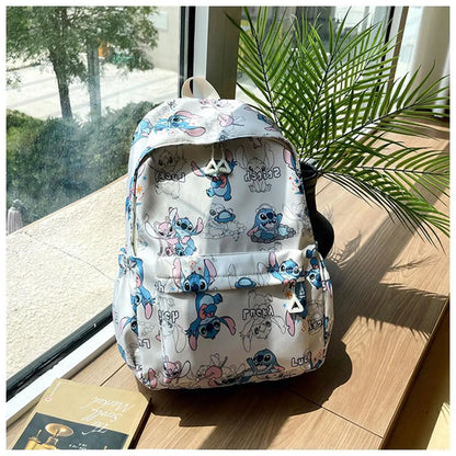 Stitch Cartoon Backpack Large Capacity Lightweight Travel Bag Trendy Unisex Daypack For School College