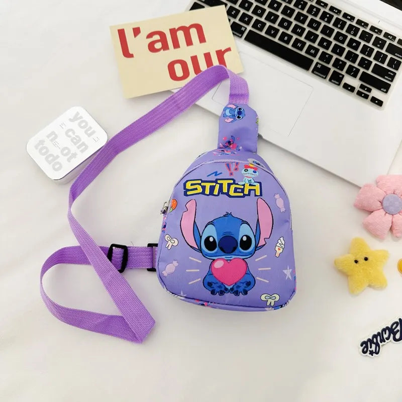 Kids Stitch Shoulder Bags Cartoon Chest Bag for Boys Girls Travel Satchel Casual Portable Totes Kawaii Backpacks Birthday Gifts