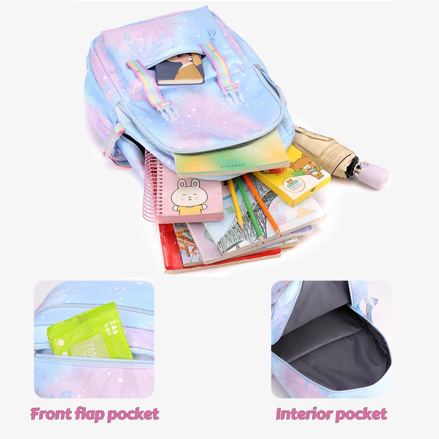 Stitch Large Capacity Backpack Casual Nylon Cute Daypack Cartoon Anime Schoolbag Girl Travel Commute Knapsack Mochila