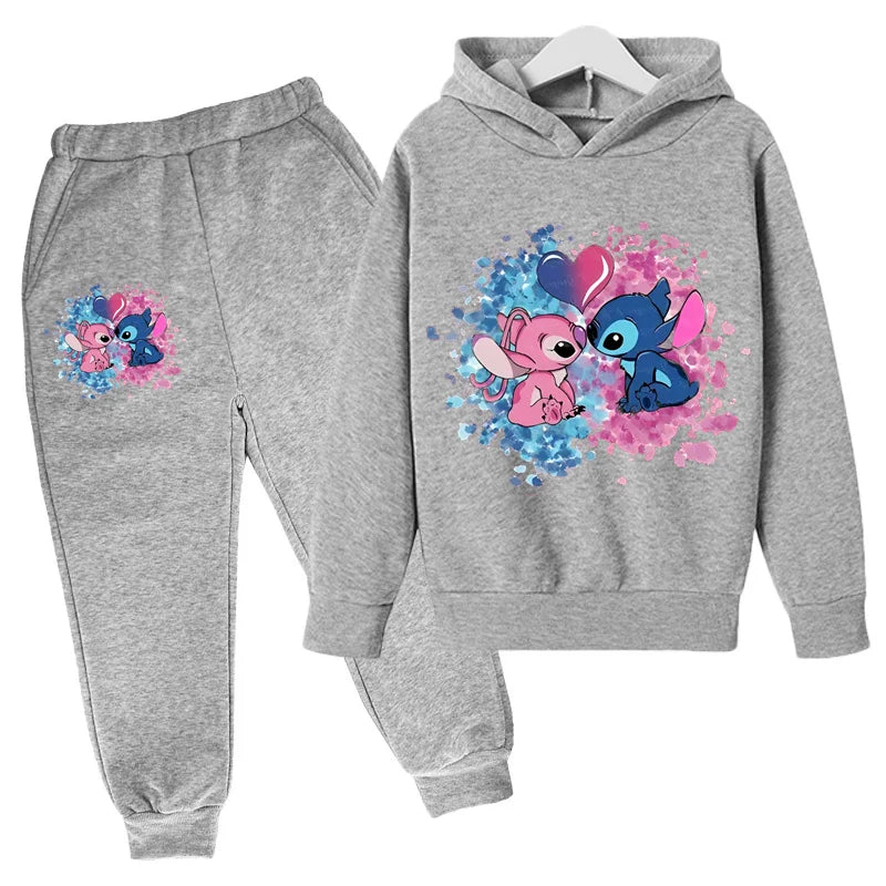 Stitch Man Spring and Autumn Boys and Girls Fashion Casual Sports Hoodies and Pants Set