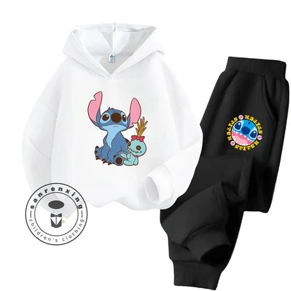 Stitch Fashion 2025 Cartoon Printed Hoodie Set 2D For Children Teenagers Boys Girls Casual Hot Sale Autumn Winter