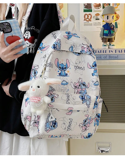 Cartoon Stitch Student Schoolbag Nylon Printed Versatile Large Capacity Lightweight Student Casual Bag Backpack Back to school