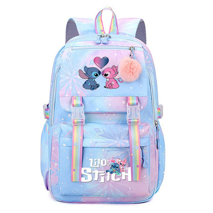 Stitch Kids Backpack Boy Girls Bookbag Bag Student Children Knapsack Schoolbag Rucksack Mochila Cartoon Anime Travel Commute Bag