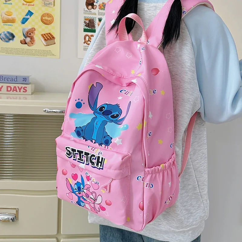 Stitch Cartoon Backpack, Large Capacity Daypack, Lightweight, Durable Nylon Schoolbag for Travel, Daily Commuting and School