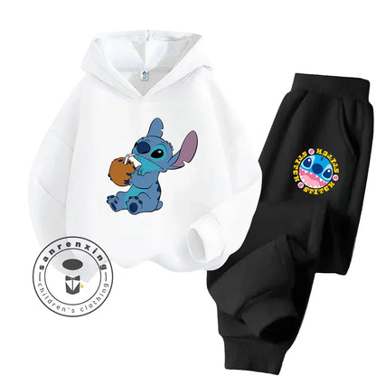 Stitch Fashion 2025 Cartoon Printed Hoodie Set 2D For Children Teenagers Boys Girls Casual Hot Sale Autumn Winter