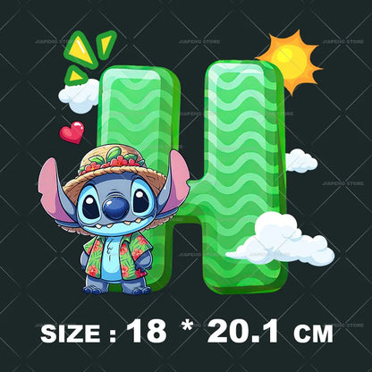 Cartoon Stitch Patches for Clothes Heat Transfer Patch On Clothing Stickers DIY T-Shirt Hoodies Accessory A-Z 26 English Letters