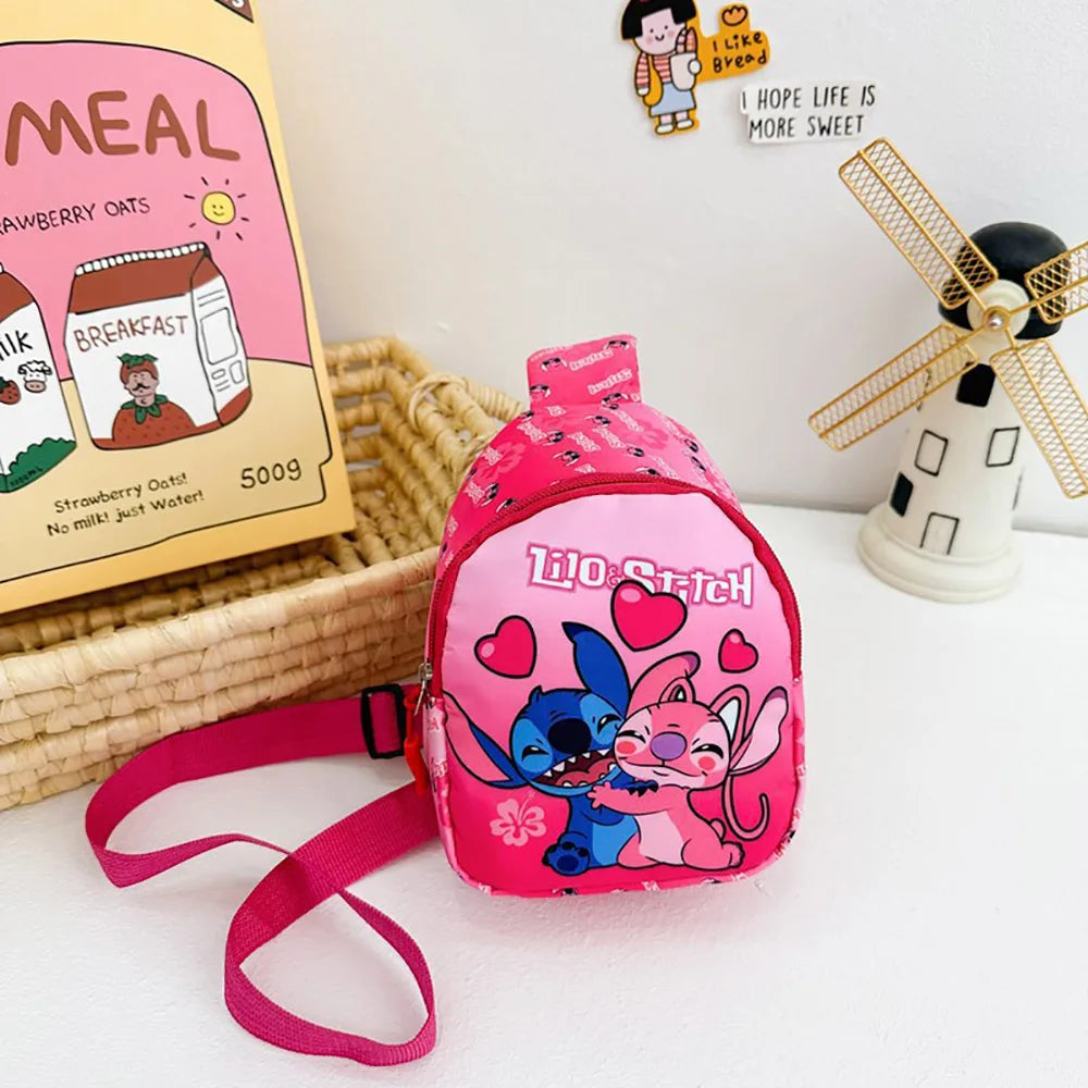 Stitch Cute Cartoon Shoulder Bag Kawaii Chest Bag Portable Travel Satchel Outdoor Tote Purse Children's Backpacks Christmas Gift