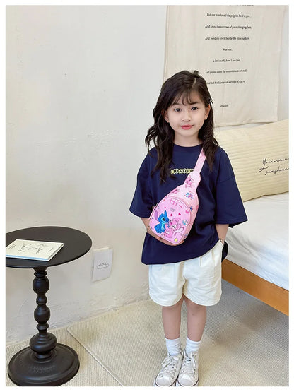 Kids Stitch Shoulder Bags Cartoon Chest Bag for Boys Girls Travel Satchel Casual Portable Totes Kawaii Backpacks Birthday Gifts
