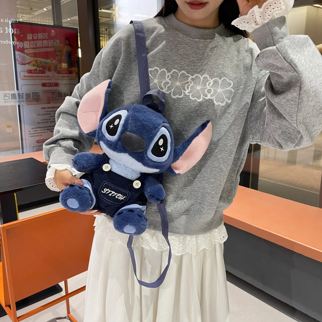 New Stitch Plush Backpack Ins Japanese Blue Stitch Stuffed Plush Dolls Toys Student Backpack Kindergarten Bag Christmas Gift