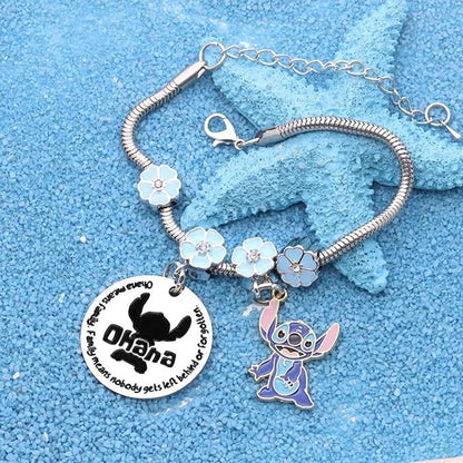 Cartoon Character Stitch Card Bracelet Adjustable Size Stainless Steel Bracelet Fashion Students Birthday Anime Accessories Gift