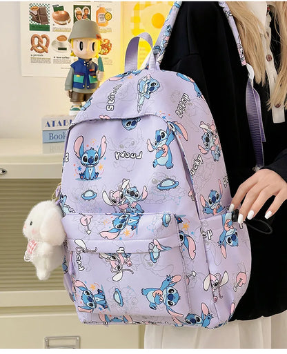 Cartoon Stitch Student Schoolbag Nylon Printed Versatile Large Capacity Lightweight Student Casual Bag Backpack Back to school