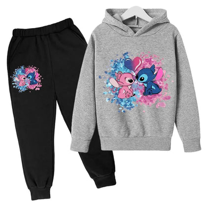 Stitch Man Spring and Autumn Boys and Girls Fashion Casual Sports Hoodies and Pants Set