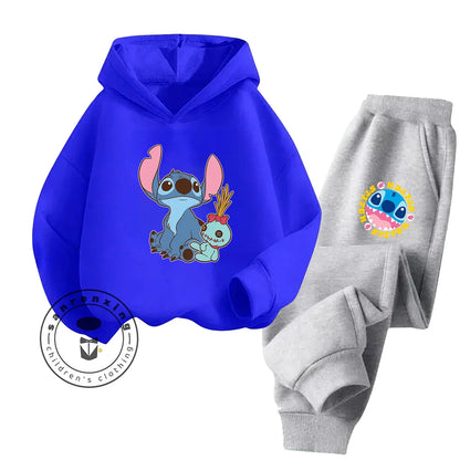 Stitch Fashion 2025 Cartoon Printed Hoodie Set 2D For Children Teenagers Boys Girls Casual Hot Sale Autumn Winter