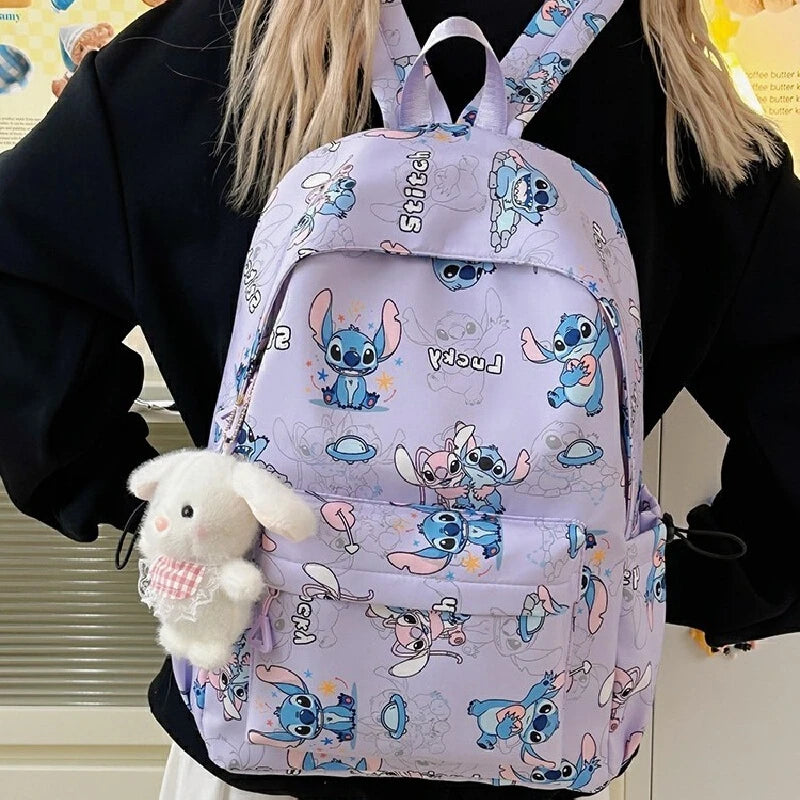 Cartoon Stitch Student Schoolbag Nylon Printed Versatile Large Capacity Lightweight Student Casual Bag Backpack Back to school