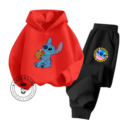 Stitch Fashion 2025 Cartoon Printed Hoodie Set 2D For Children Teenagers Boys Girls Casual Hot Sale Autumn Winter