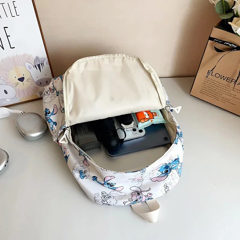 Stitch Cartoon Backpack Large Capacity Lightweight Travel Bag Trendy Unisex Daypack For School College